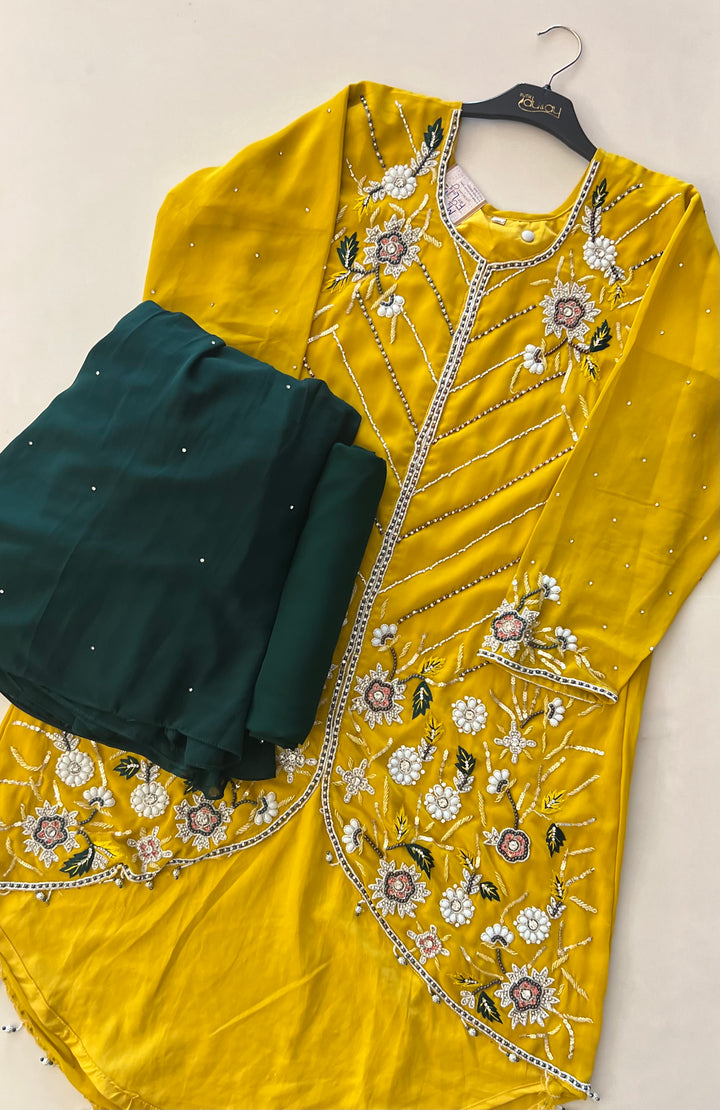 Georgette Yellow with green- MA16