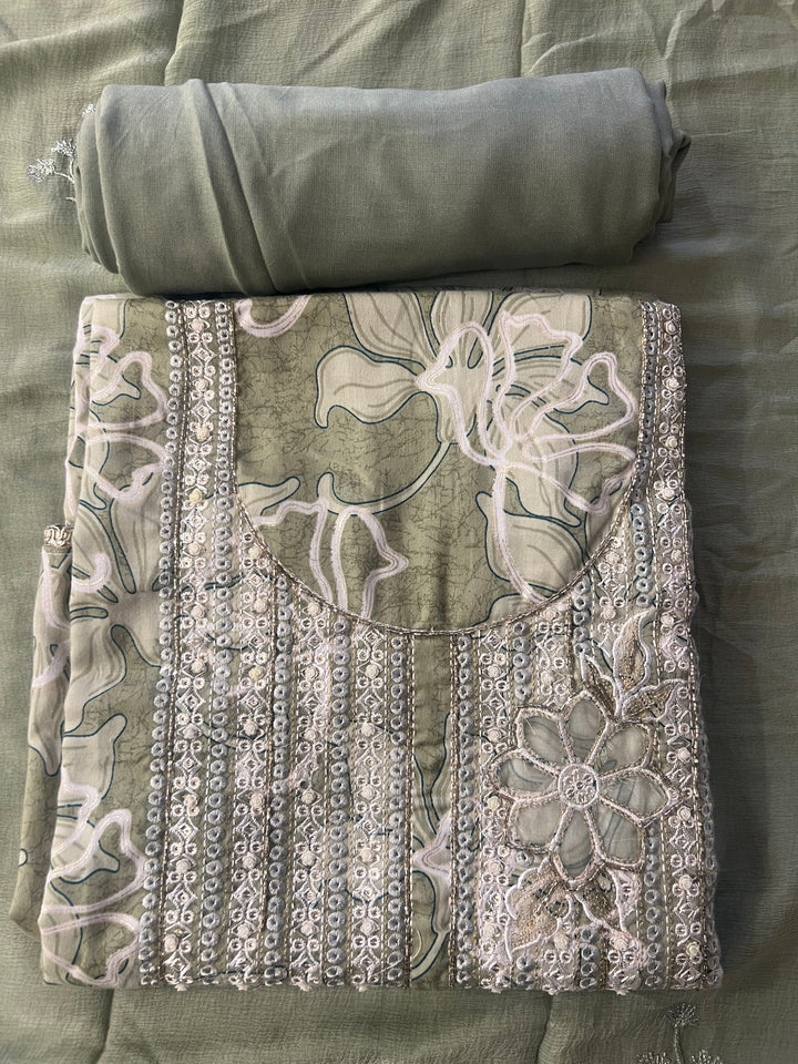 KUSHI DESIGNER UNSTITCHED DRESS MATERIAL-IKNF16