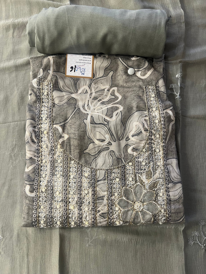 KUSHI DESIGNER UNSTITCHED DRESS MATERIAL-IKNF16