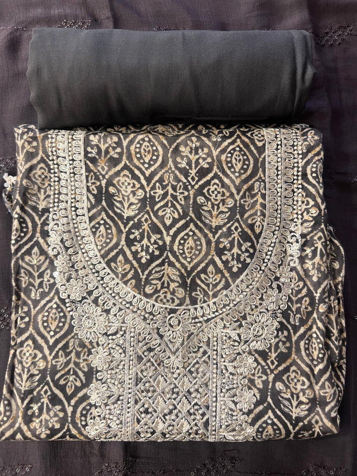 KUSHI DESIGNER UNSTITCHED DRESS MATERIAL-IKNF05