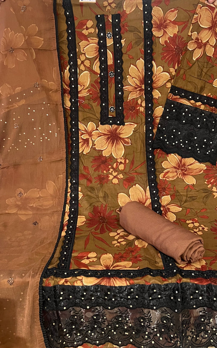 KUSHI DESIGNER UNSTITCHED DRESS MATERIAL- IKLB09