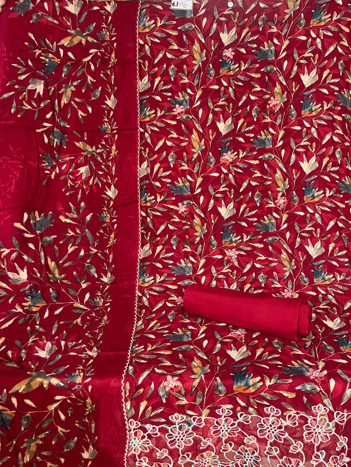 KUSHI DESIGNER UNSTITCHED DRESS MATERIAL- IKNF17