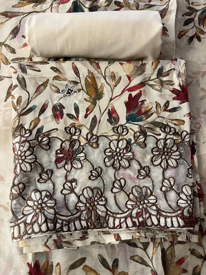 KUSHI DESIGNER UNSTITCHED DRESS MATERIAL- IKNF17