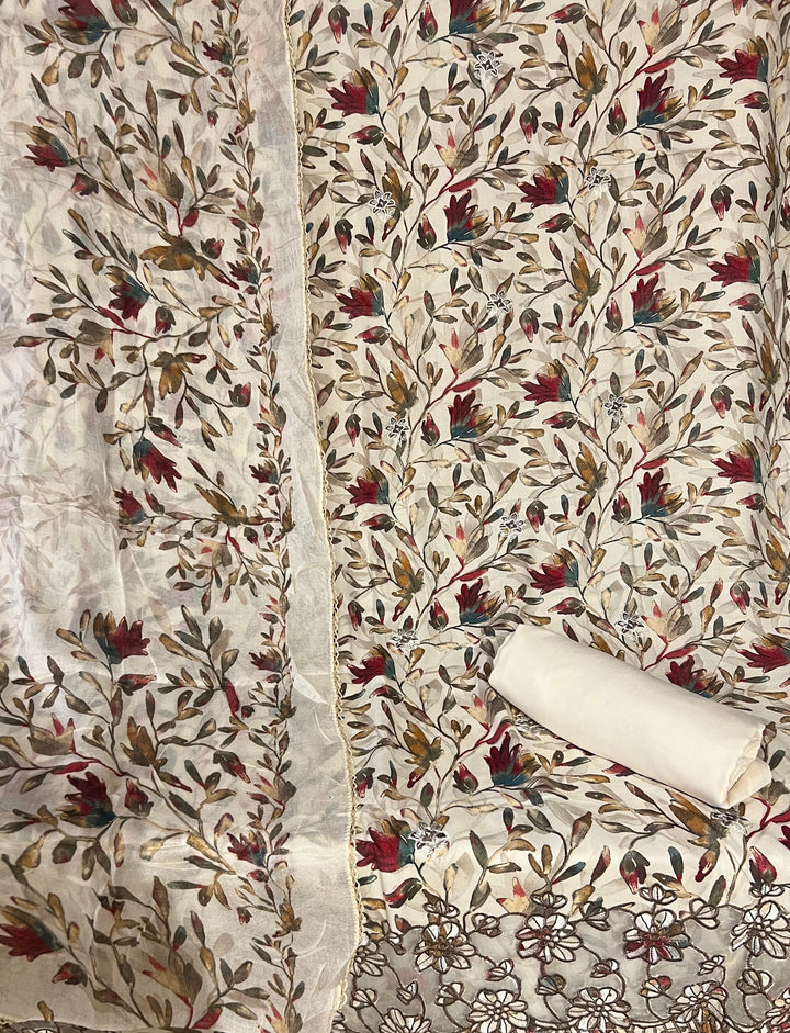 KUSHI DESIGNER UNSTITCHED DRESS MATERIAL- IKNF17