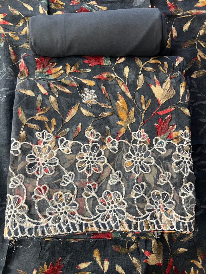 KUSHI DESIGNER UNSTITCHED DRESS MATERIAL- IKNF17