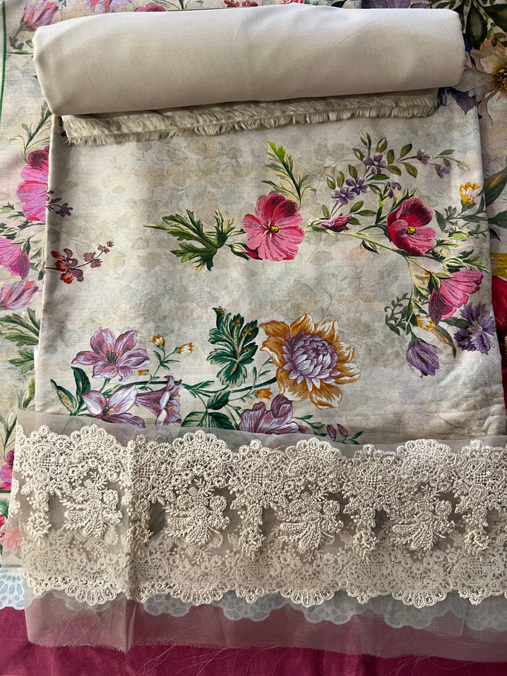 PAKISTANI ORIGINAL KHADI LAWN UNSTITCHED MATERIAL- SRH001