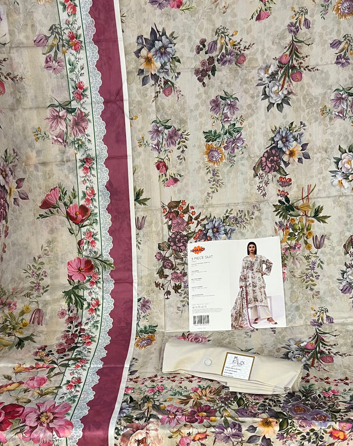 PAKISTANI ORIGINAL KHADI LAWN UNSTITCHED MATERIAL- SRH001