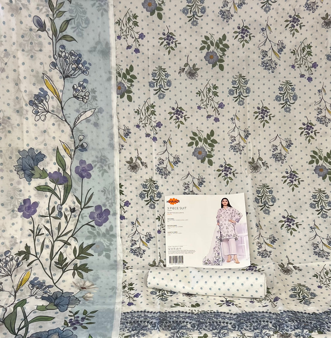 PAKISTANI ORIGINAL KHADI LAWN UNSTITCHED MATERIAL- SRH001