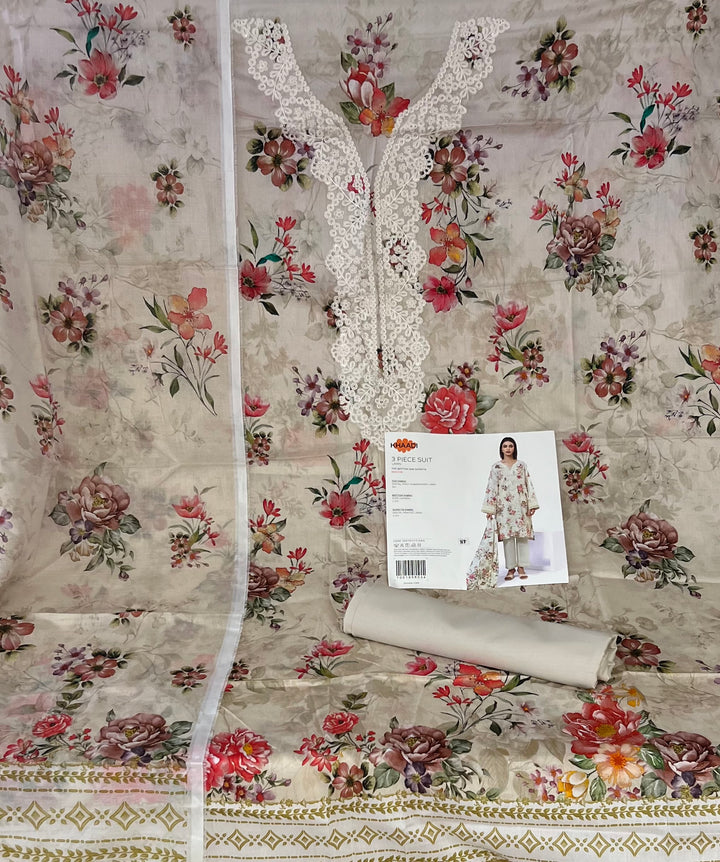PAKISTANI ORIGINAL KHADI LAWN UNSTITCHED MATERIAL- SRH001