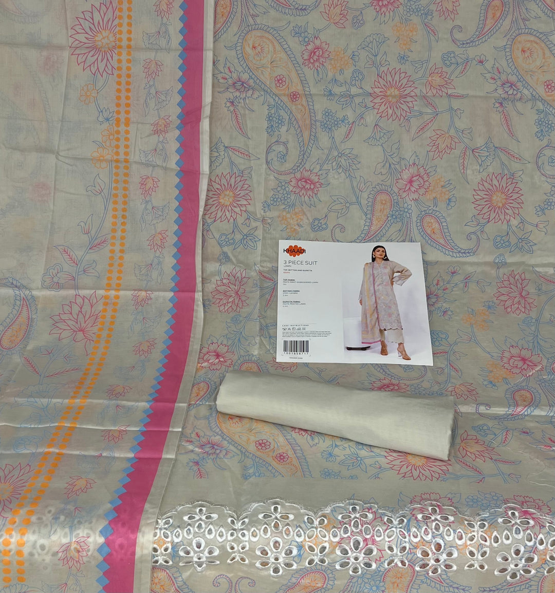 PAKISTANI ORIGINAL KHADI LAWN UNSTITCHED MATERIAL- SRH001