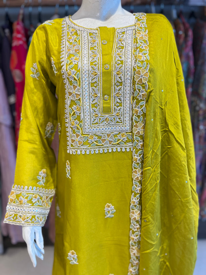 CHARITA DESIGNER EMB PALAZO SUIT -BTN12