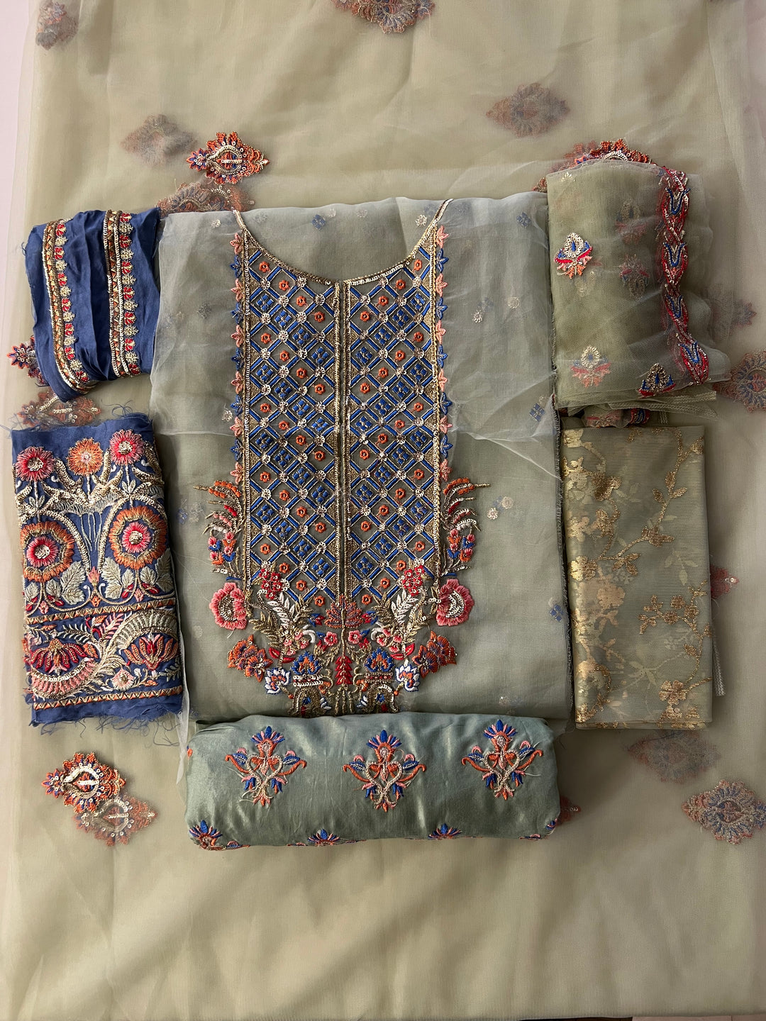 PAKISTANI DESIGNER PATCH WORK DRESS MATERIAL - AA1503