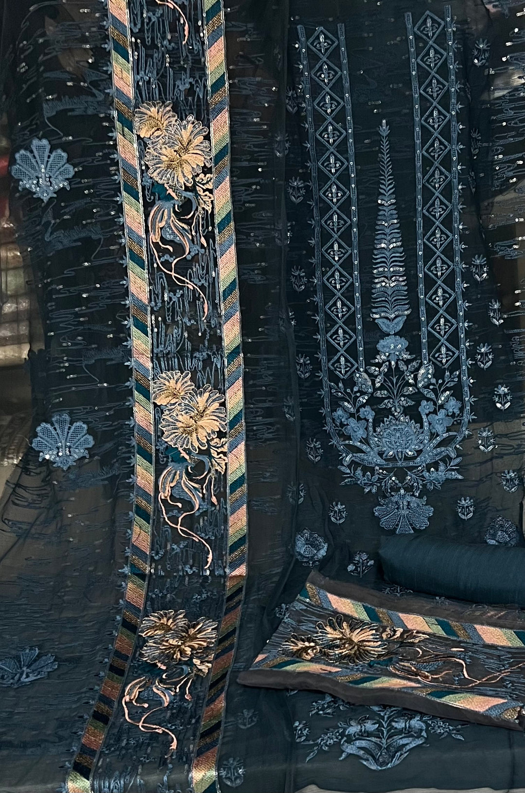 PAKISTANI DESIGNER PATCH WORK DRESS MATERIAL - 060921