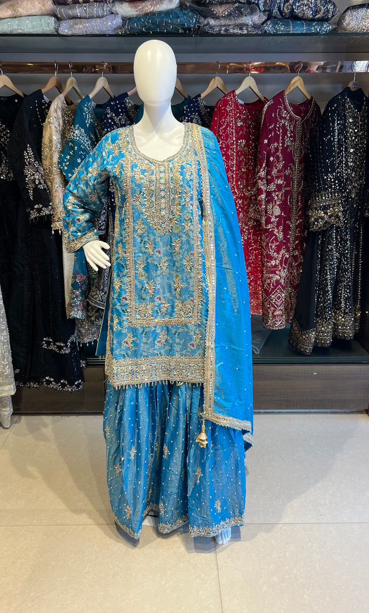 PAKISTANI ZARDOZI HAND WORK DESIGNER SUIT - JM01