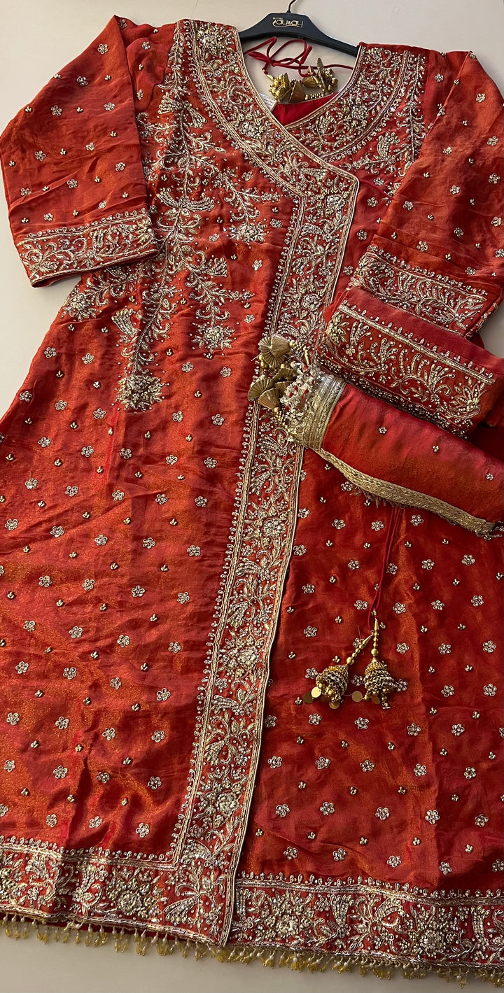 PAKISTANI ANGRAKHA ZARDOZI HAND WORK DESIGNER SUIT - JM02