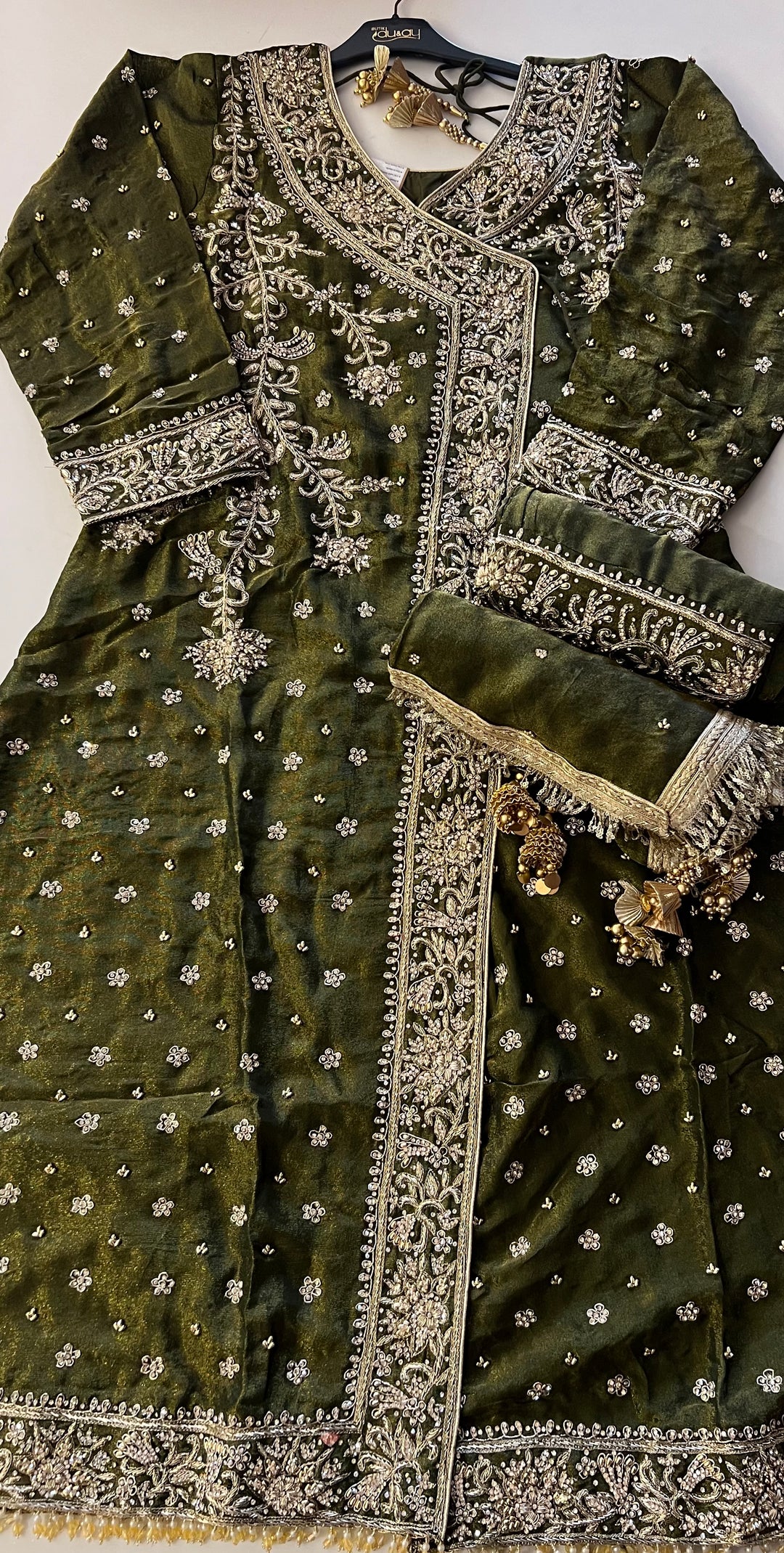 PAKISTANI ANGRAKHA ZARDOZI HAND WORK DESIGNER SUIT - JM02