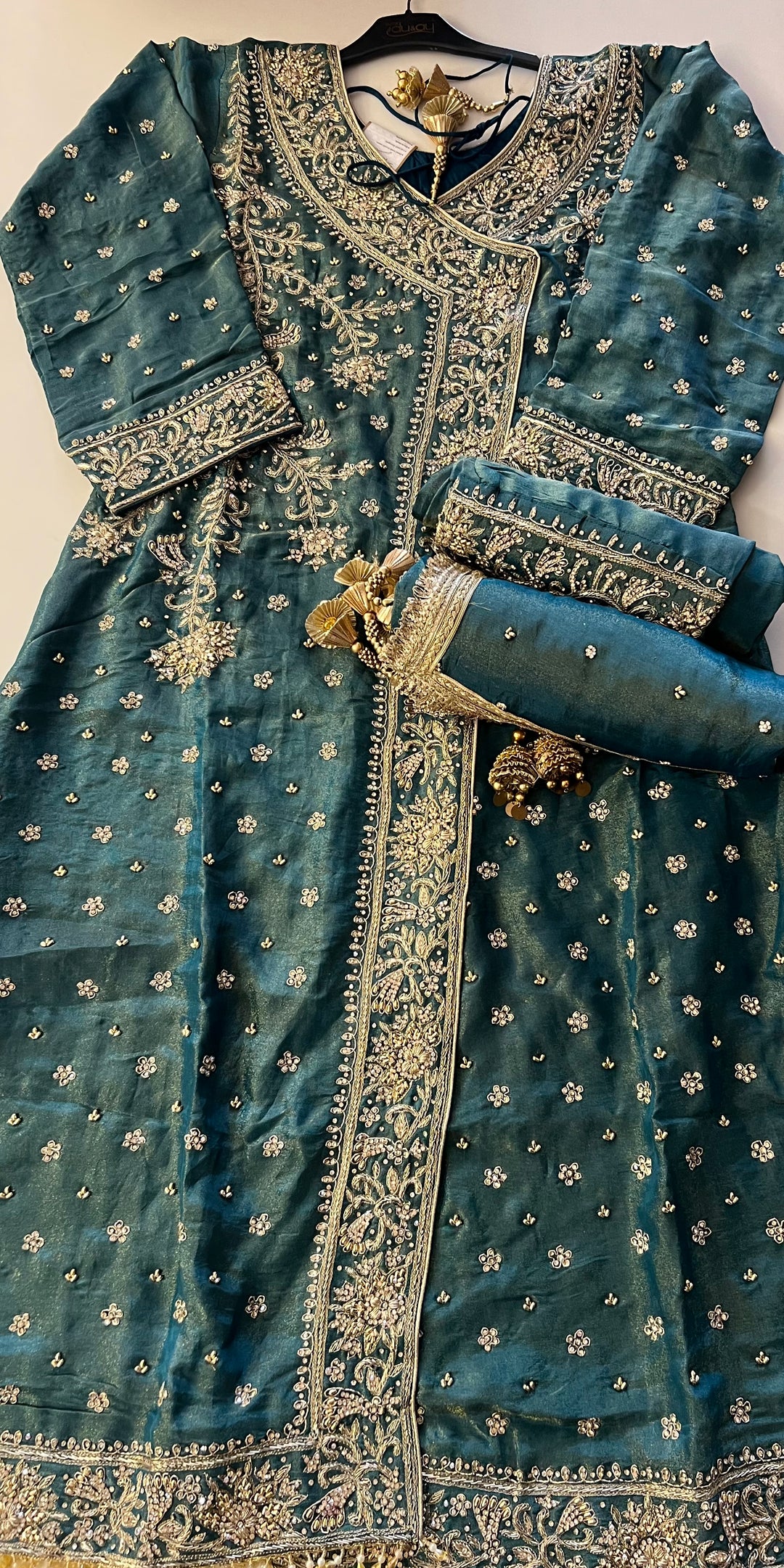 PAKISTANI ANGRAKHA ZARDOZI HAND WORK DESIGNER SUIT - JM02