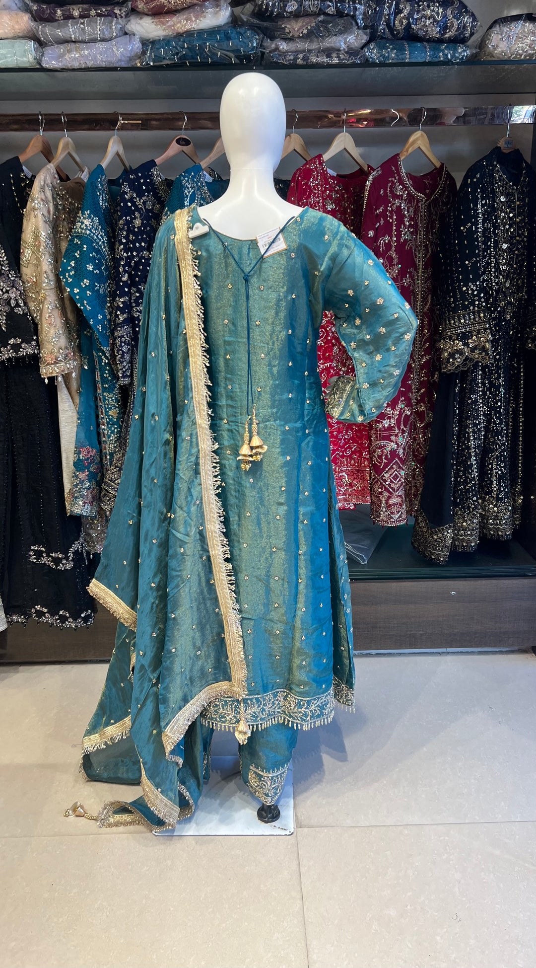 PAKISTANI ANGRAKHA ZARDOZI HAND WORK DESIGNER SUIT - JM02