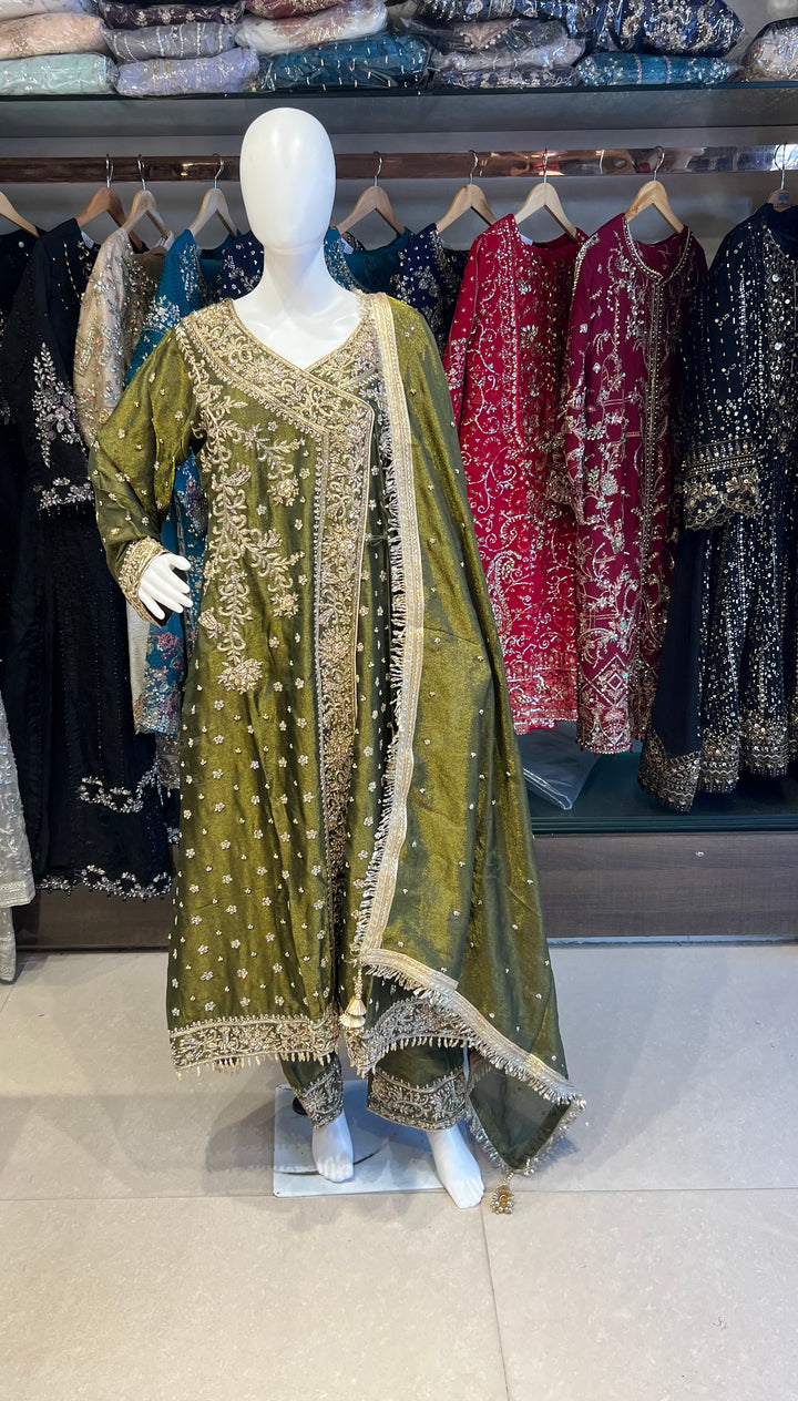 PAKISTANI ANGRAKHA ZARDOZI HAND WORK DESIGNER SUIT - JM02