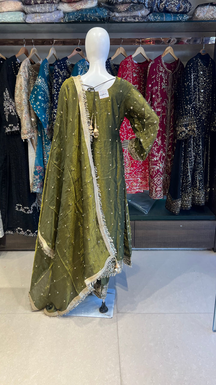 PAKISTANI ANGRAKHA ZARDOZI HAND WORK DESIGNER SUIT - JM02