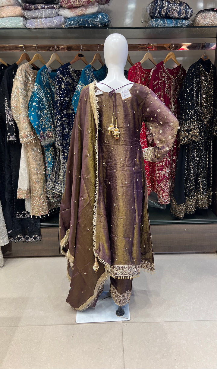 PAKISTANI ANGRAKHA ZARDOZI HAND WORK DESIGNER SUIT - JM02