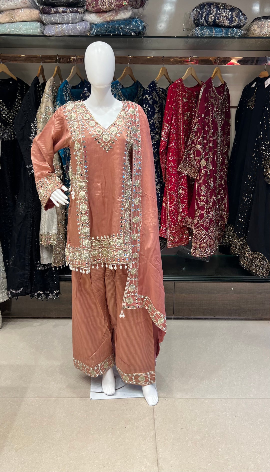 PAKISTANI GOTTA HAND WORK DESIGNER SUIT - IKGN01