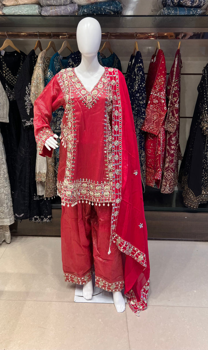 PAKISTANI GOTTA HAND WORK DESIGNER SUIT - IKGN01