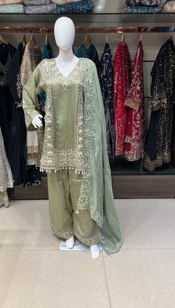 PAKISTANI GOTTA HAND WORK DESIGNER SUIT - IKGN01