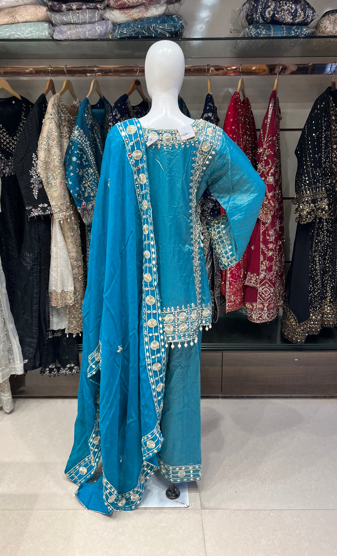 PAKISTANI GOTTA HAND WORK DESIGNER SUIT - IKGN01