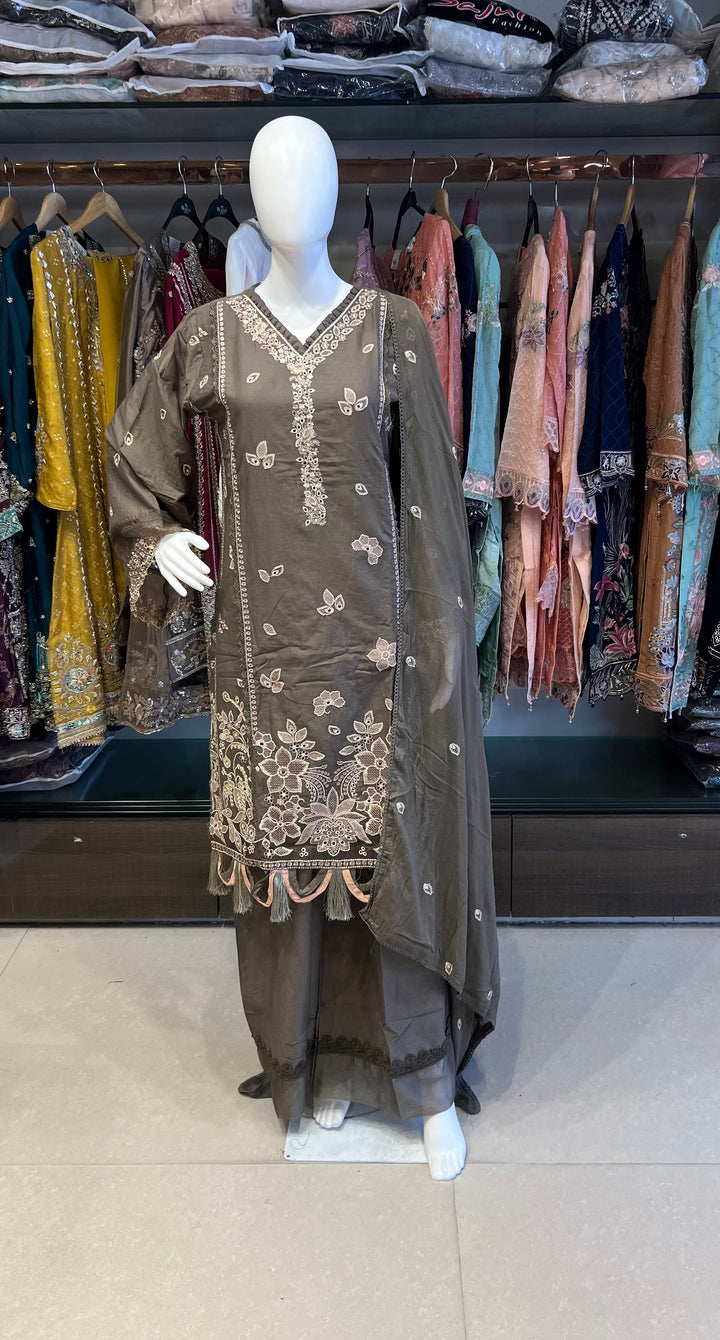 ZARQA PREMIUM OCCASION WEAR COTTON SUIT  - NIKF03