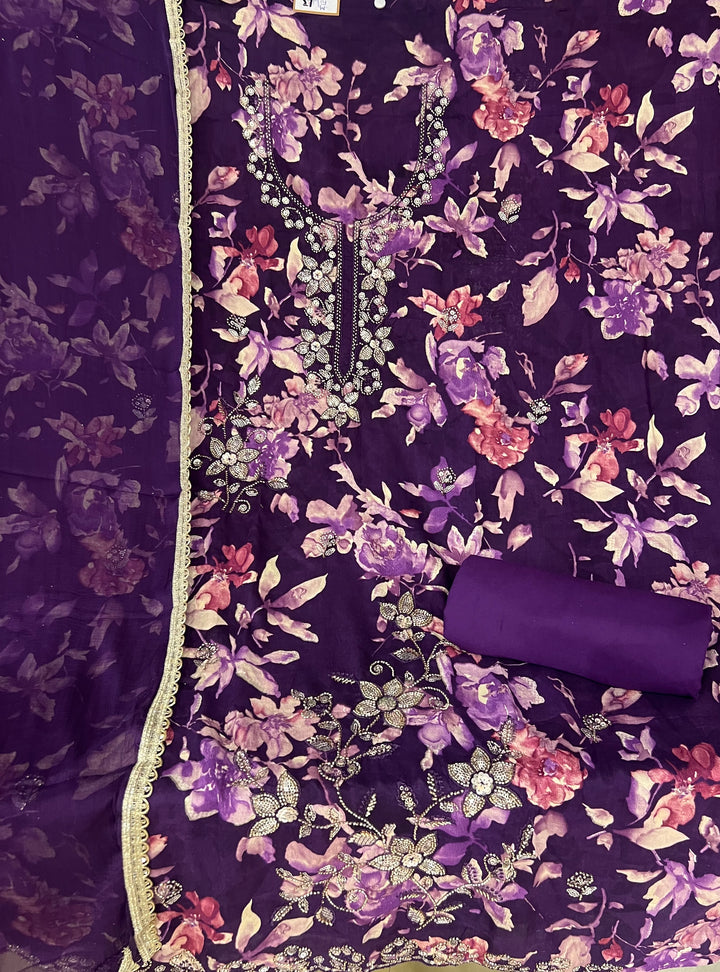 KUSHI DESIGNER UNSTITCHED DRESS MATERIAL-IKNF13