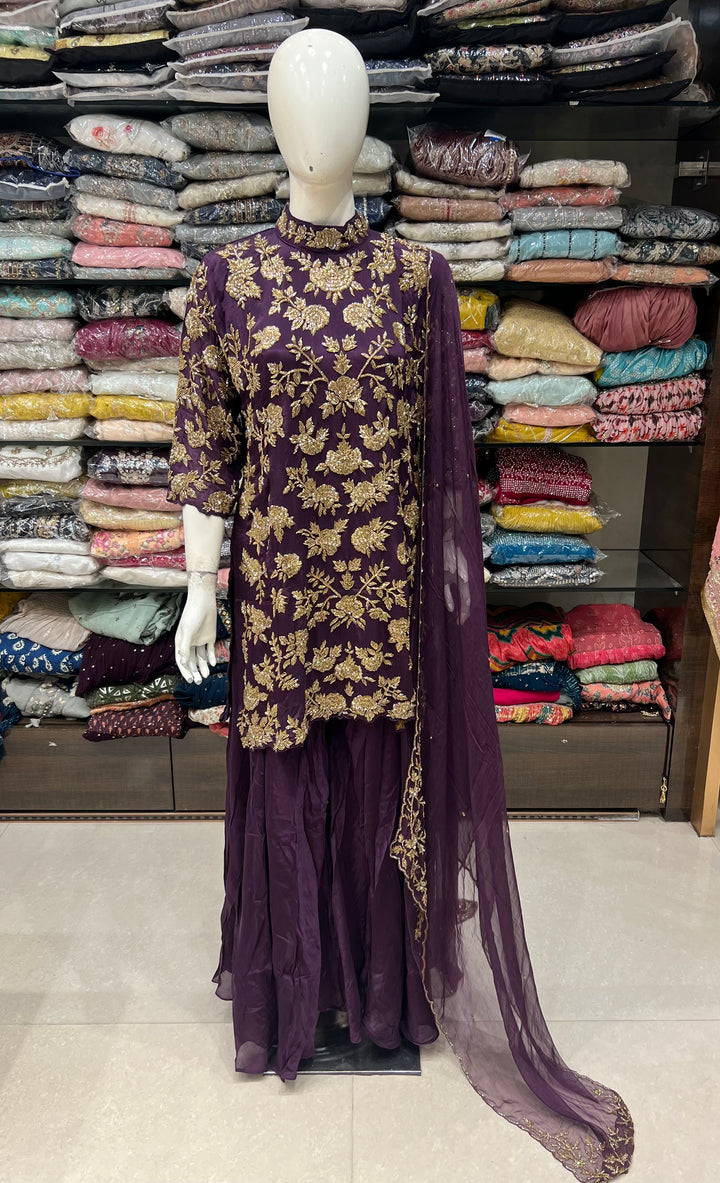 PAKISTANI BRIDAL ZARDOZI CHINNON SILK DRESS-HS01