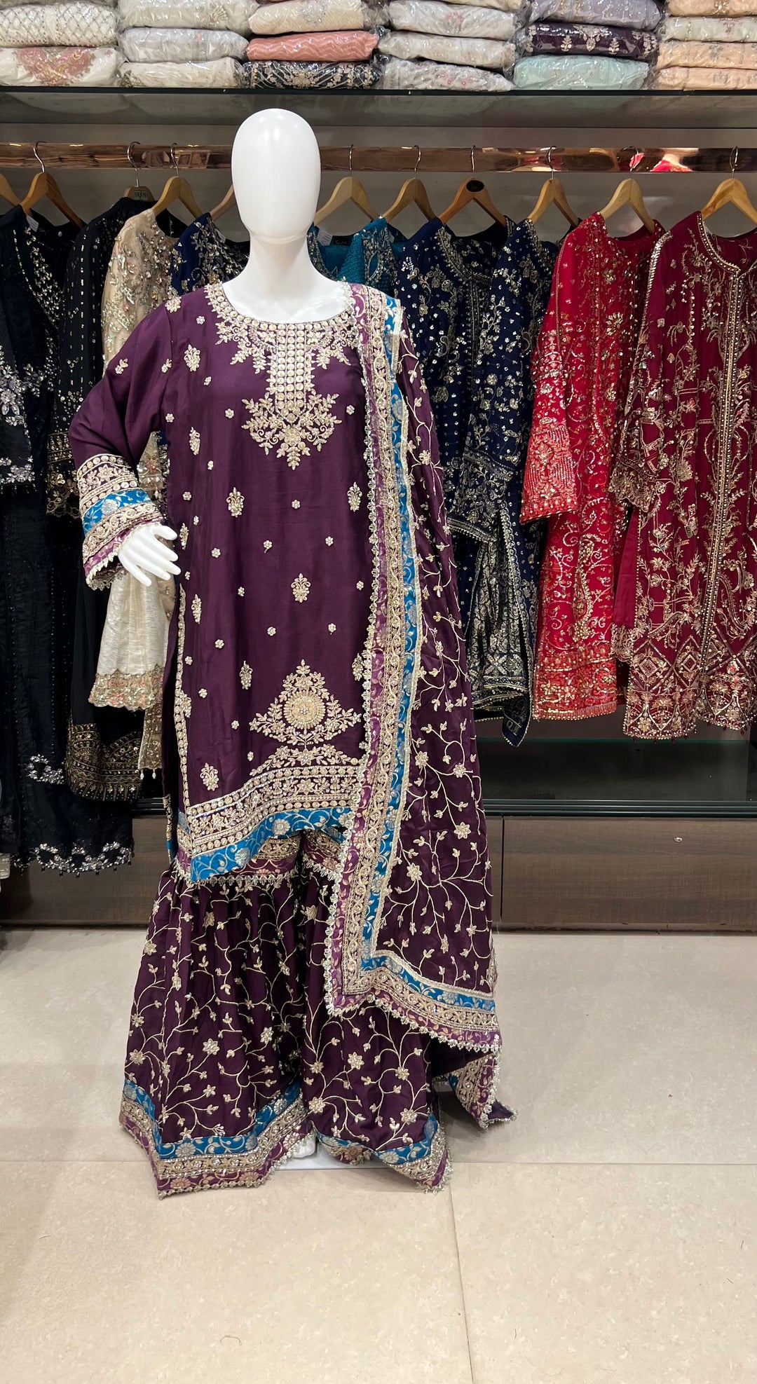 ZARI WORK DESIGNER SUIT - MZEJ08