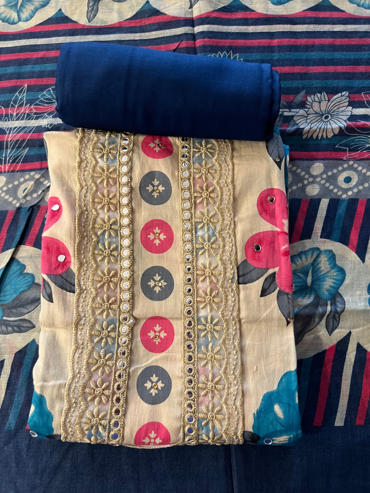 DESIGNER UNSTITCHED DRESS COTTON MATERIAL - IKZP01