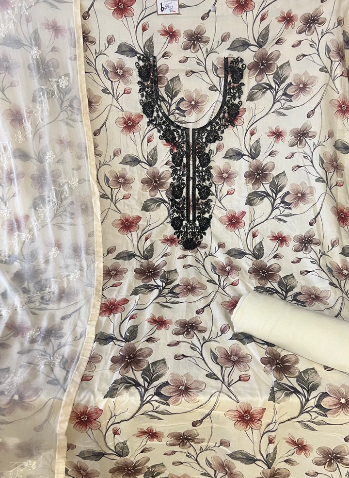 KUSHI DESIGNER UNSTITCHED DRESS MATERIAL-IKNF09