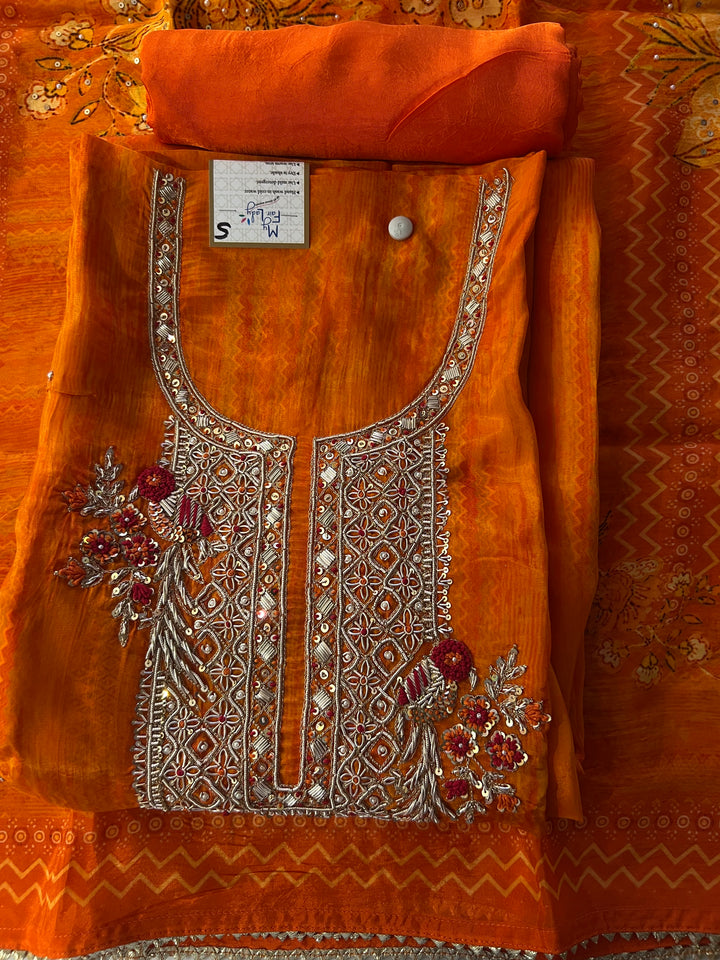 UNSTITCHED ZARDOZI HANDWORK DRESS MATERIAL - IKFP05