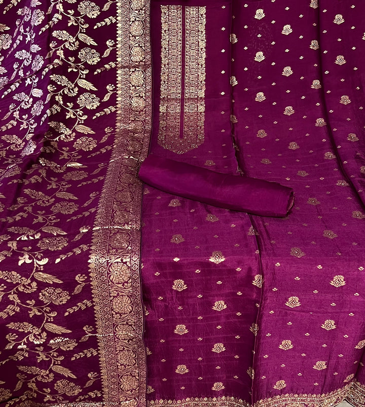 UNSTITCHED BANARAS CUT DANA DRESS MATERIAL - IKFT03