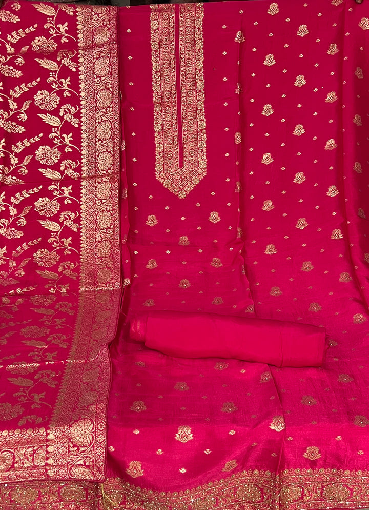 UNSTITCHED BANARAS CUT DANA DRESS MATERIAL - IKFT03