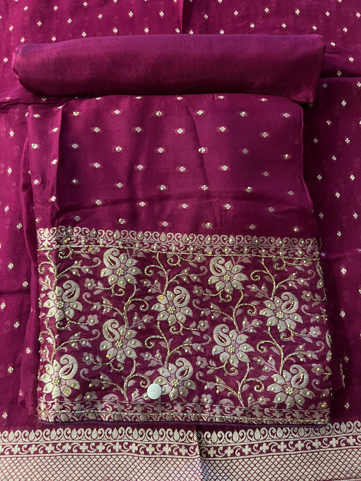 UNSTITCHED BANARAS CUT DANA DRESS MATERIAL - IKFT01
