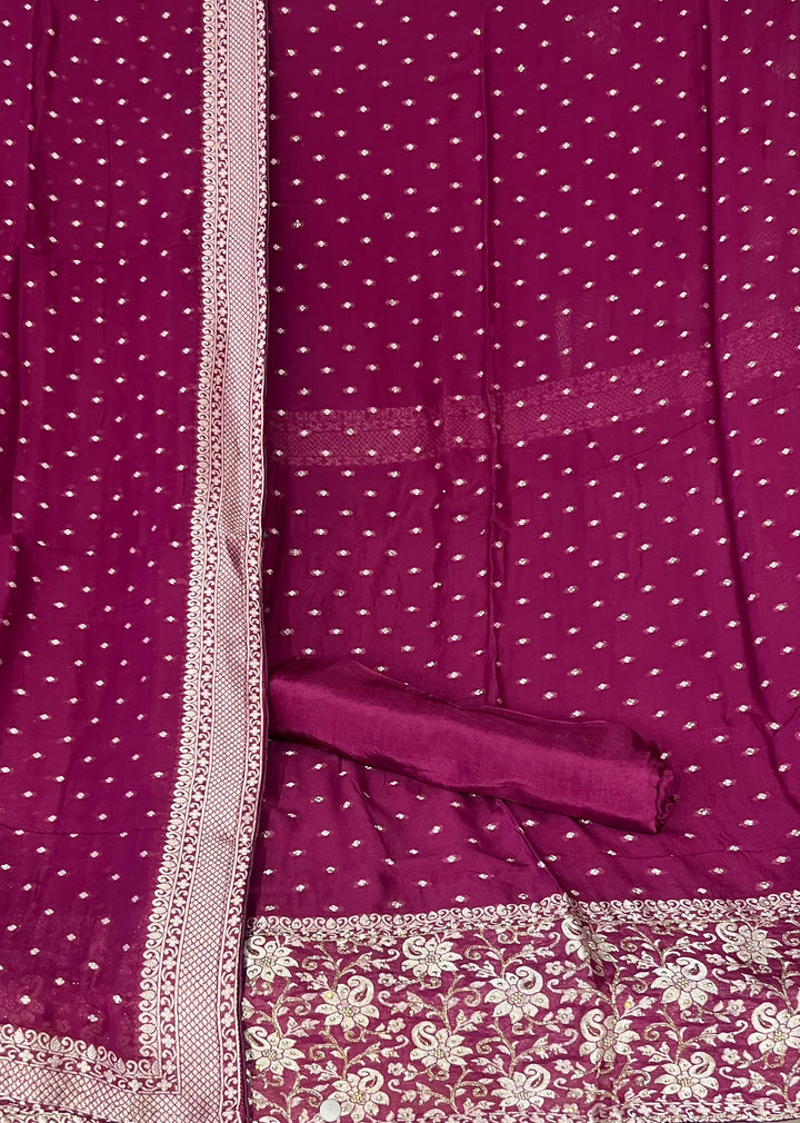 UNSTITCHED BANARAS CUT DANA DRESS MATERIAL - IKFT01
