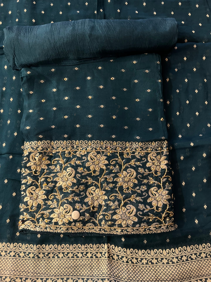 UNSTITCHED BANARAS CUT DANA DRESS MATERIAL - IKFT01
