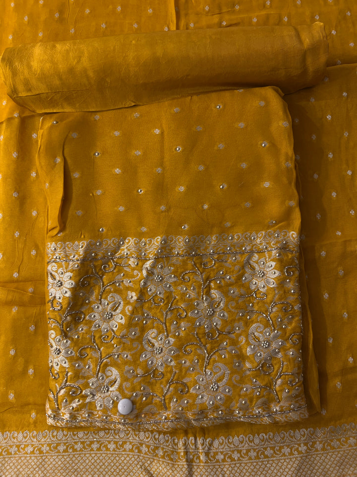UNSTITCHED BANARAS CUT DANA DRESS MATERIAL - IKFT01