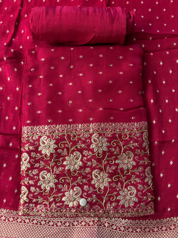 UNSTITCHED BANARAS CUT DANA DRESS MATERIAL - IKFT01
