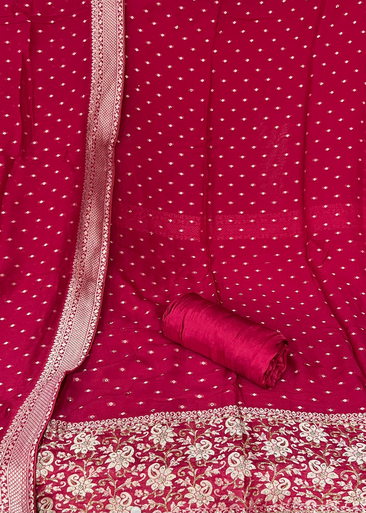 UNSTITCHED BANARAS CUT DANA DRESS MATERIAL - IKFT01