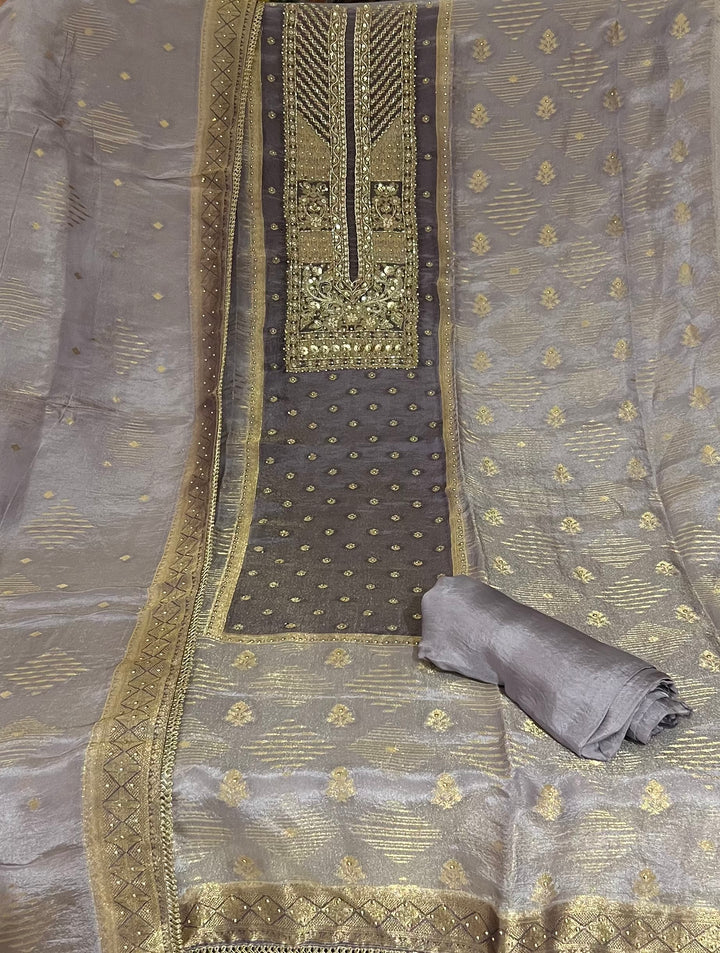 UNSTITCHED ZARDOZI HANDWORK DRESS MATERIAL - IKFP03