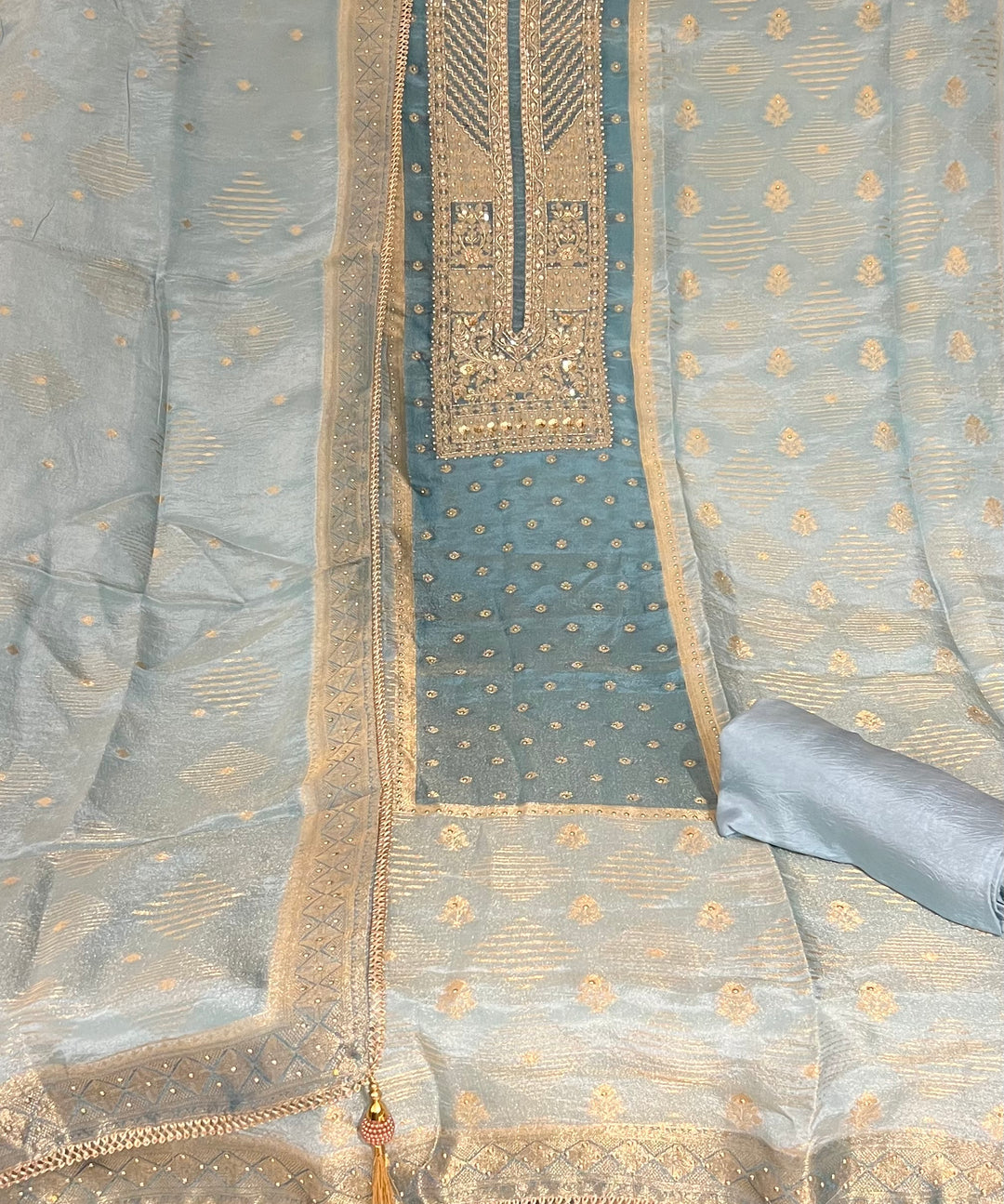 UNSTITCHED ZARDOZI HANDWORK DRESS MATERIAL - IKFP03