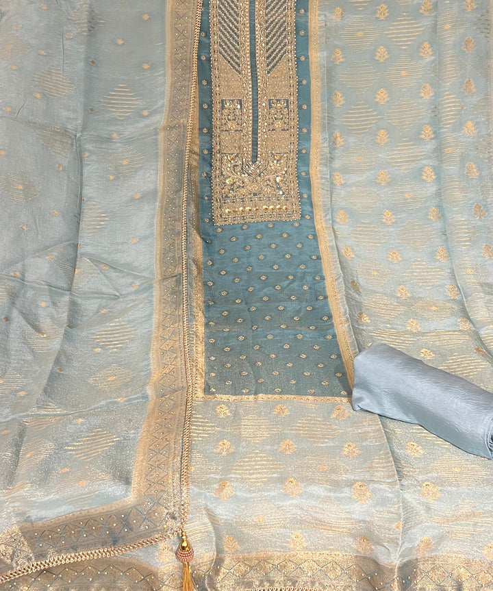 UNSTITCHED ZARDOZI HANDWORK DRESS MATERIAL - IKFP03