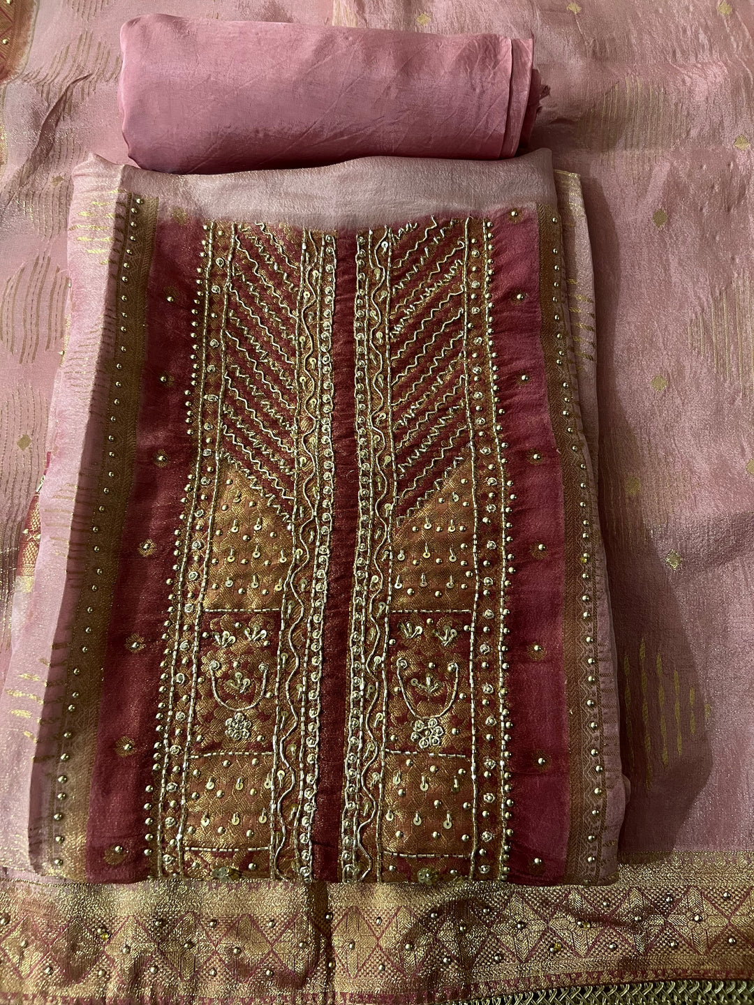UNSTITCHED ZARDOZI HANDWORK DRESS MATERIAL - IKFP03
