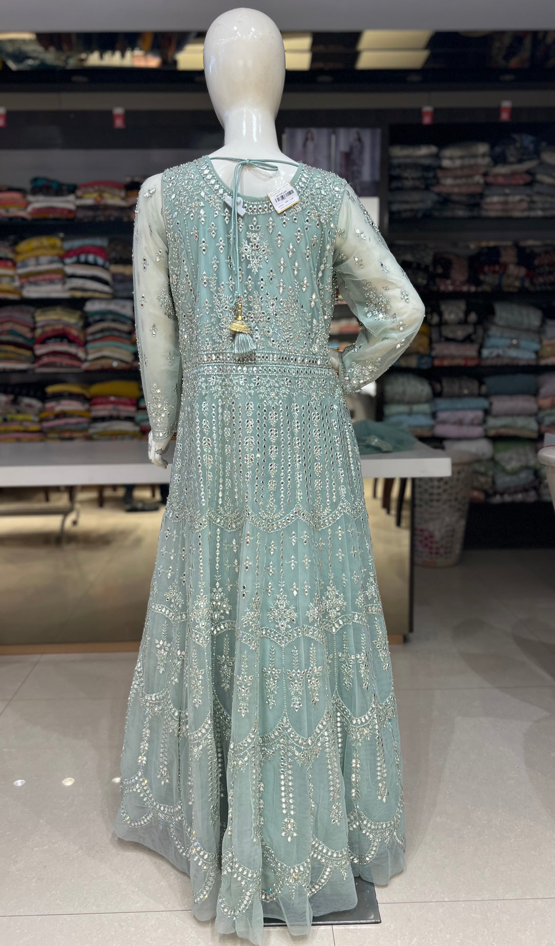 Net Sea Green Gown- 373401