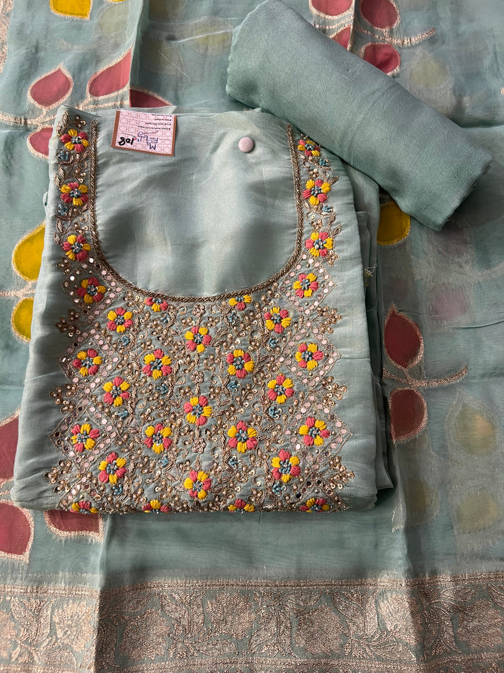 UNSTICHED WORK DESIGNER SUIT (SILK) - BTH108/10